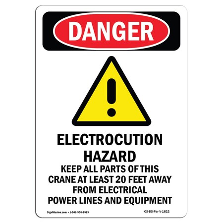 Signmission Safety Sign, OSHA Danger, 7" Height, Electrocution Hazard, Portrait, D-57-V-1822 OS-DS-D-57-V-1822